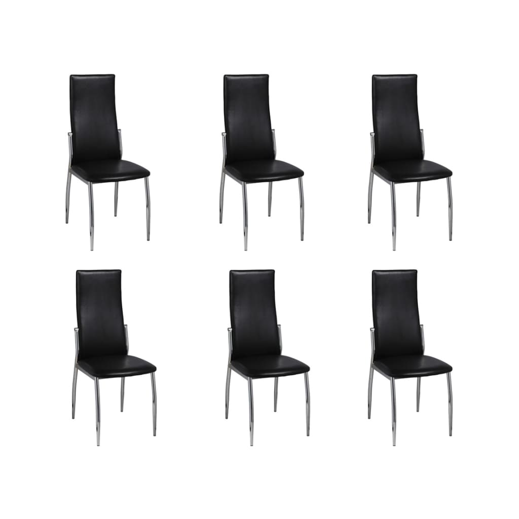 vidaXL Esszimmerstühle 6 Stk. Schwarz Kunstleder