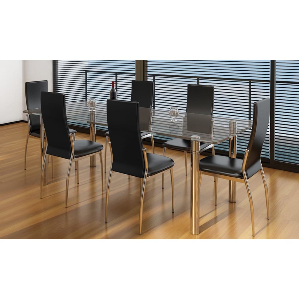 vidaXL Esszimmerstühle 6 Stk. Schwarz Kunstleder