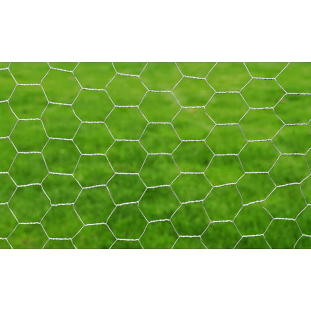 vidaXL Maschendrahtzaun Verzinkter Stahl Hexagon 1×25 m Silbern