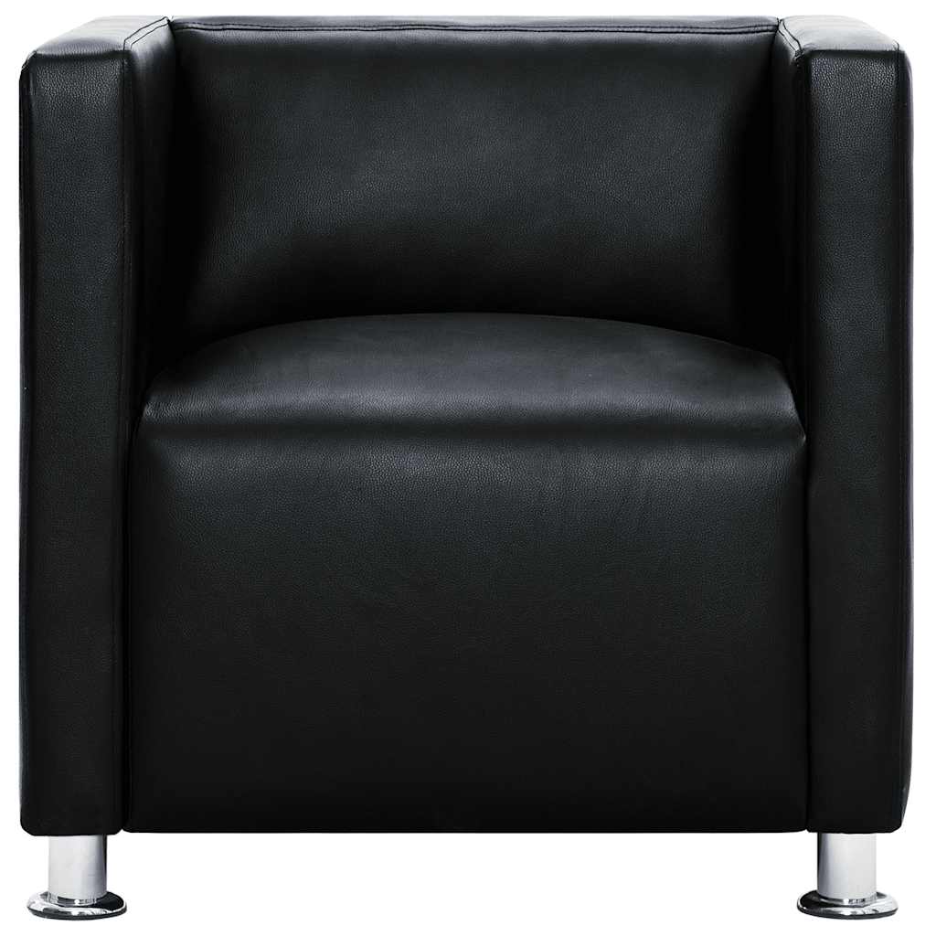 vidaXL Würfel-Sessel Schwarz Kunstleder