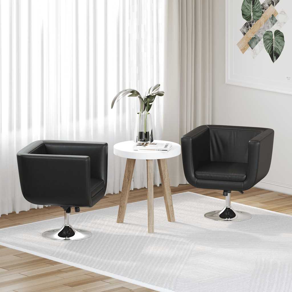 vidaXL Barsessel 2 Stk. Kunstleder Schwarz