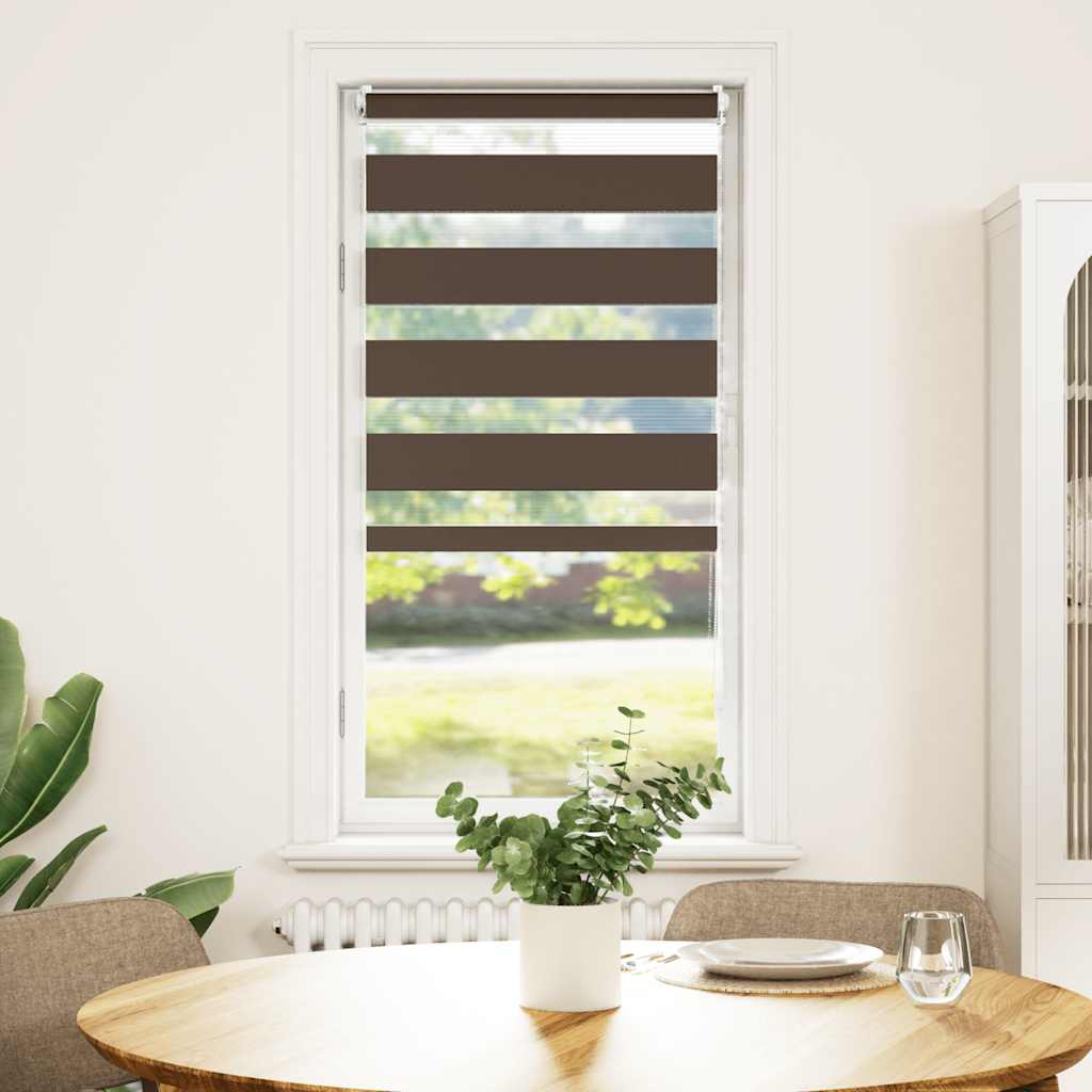 vidaXL Zebra-Rollo 60,9 x 120 cm, Stoffbreite 56,7 cm, Kaffeebraun
