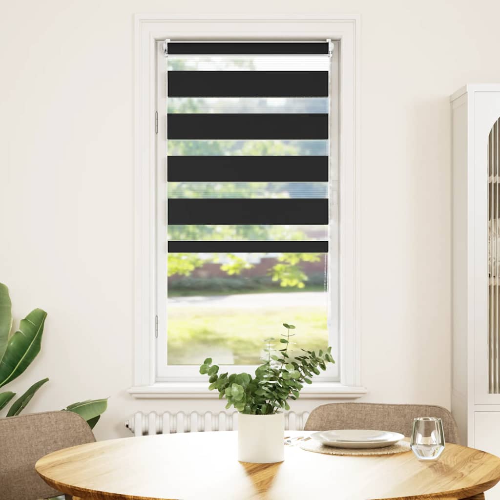 vidaXL store enrouleur zèbre 80,9 x 150 cm, largeur du tissu 76,7 cm, noir