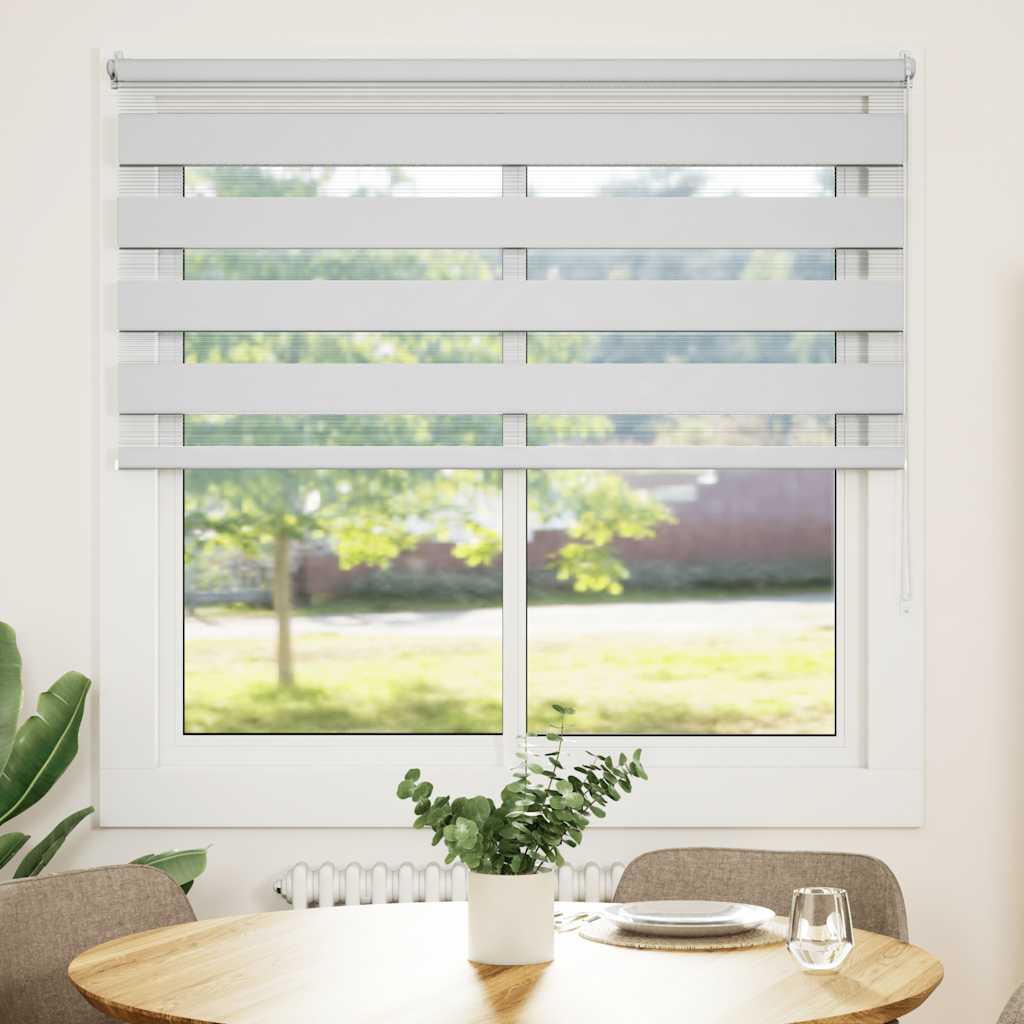 vidaXL Store enrouleur duo zèbre 140,9 x 175 cm, largeur de tissu 136,7 cm, blanc