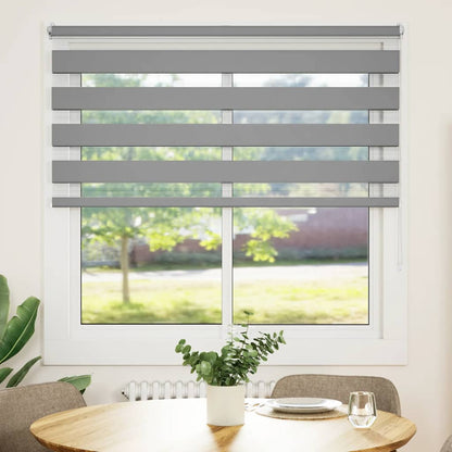 vidaXL Store enrouleur jour-nuit zébré 140,9 x 175 cm, largeur du tissu 136,7 cm, gris