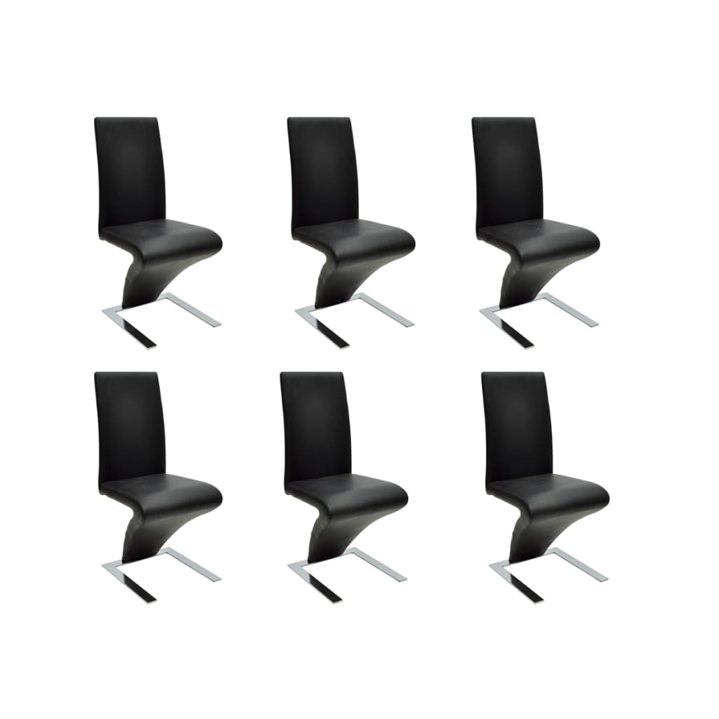 vidaXL Esszimmerstühle 6 Stk. Schwarz Kunstleder