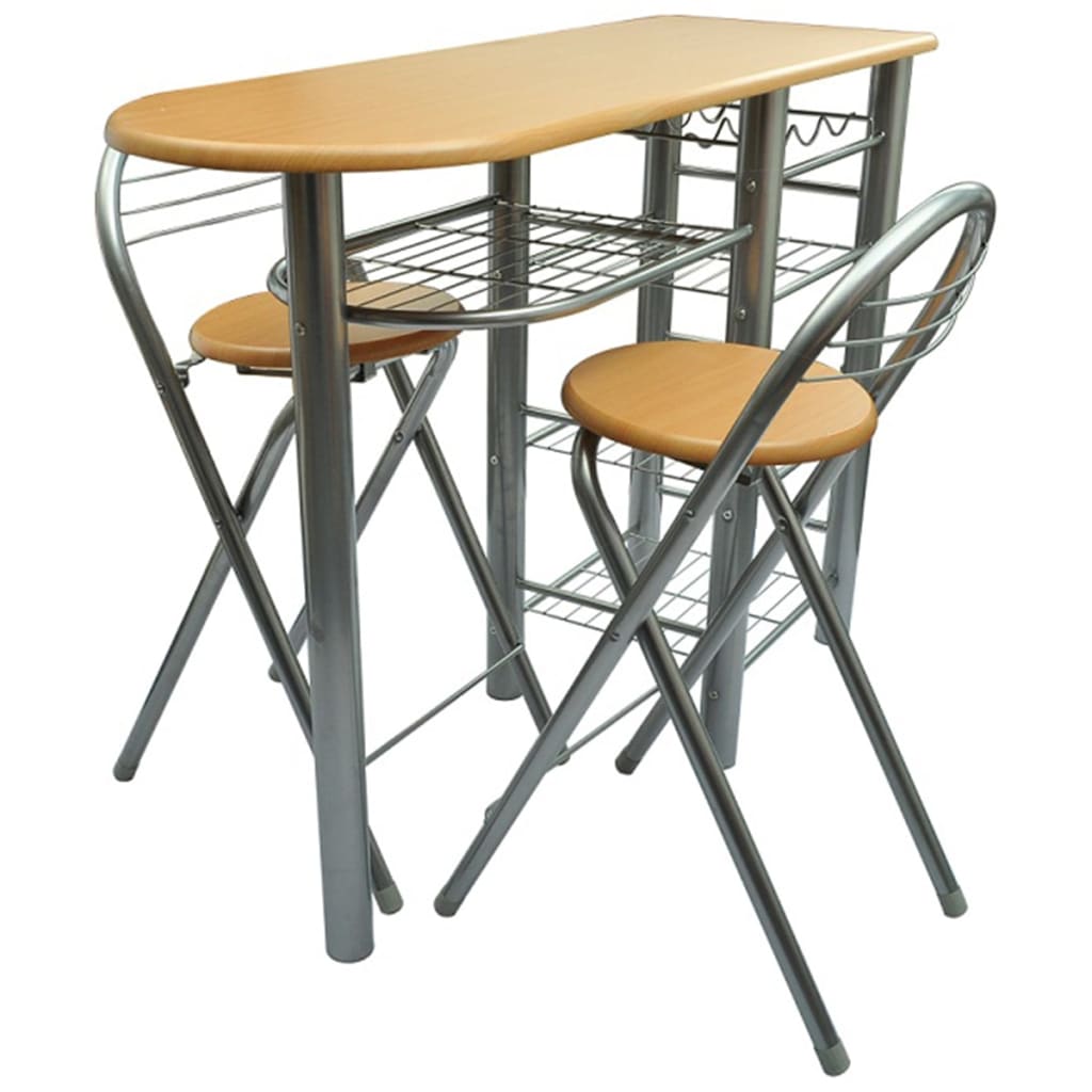 vidaXL Ensemble de bar de petit-déjeuner en bois