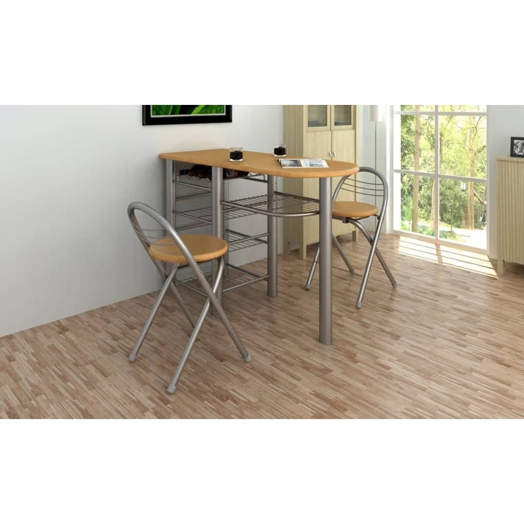vidaXL Ensemble de bar de petit-déjeuner en bois