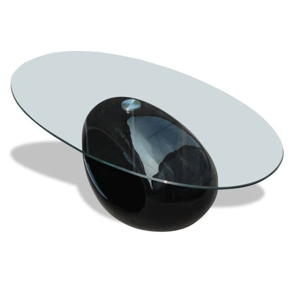 vidaXL Couchtisch mit Ovaler Glasplatte Hochglanz Schwarz