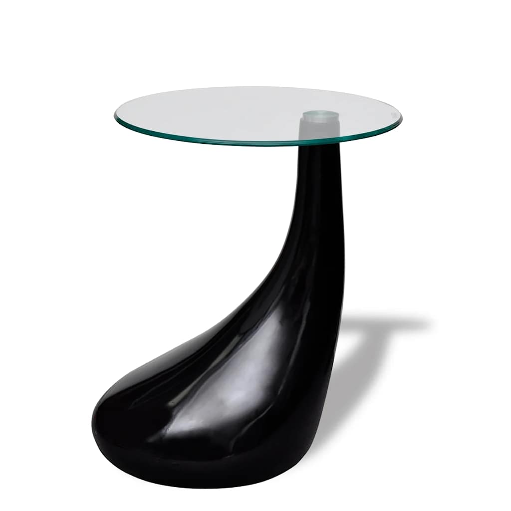 vidaXL Couchtisch mit Runder Glasplatte Hochglanz Schwarz