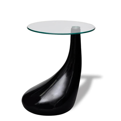 vidaXL Couchtisch mit Runder Glasplatte Hochglanz Schwarz