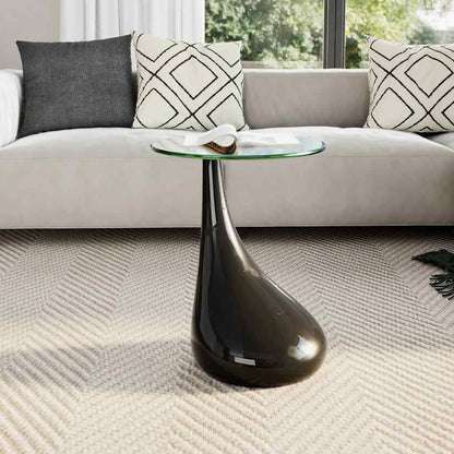 vidaXL Couchtisch mit Runder Glasplatte Hochglanz Schwarz