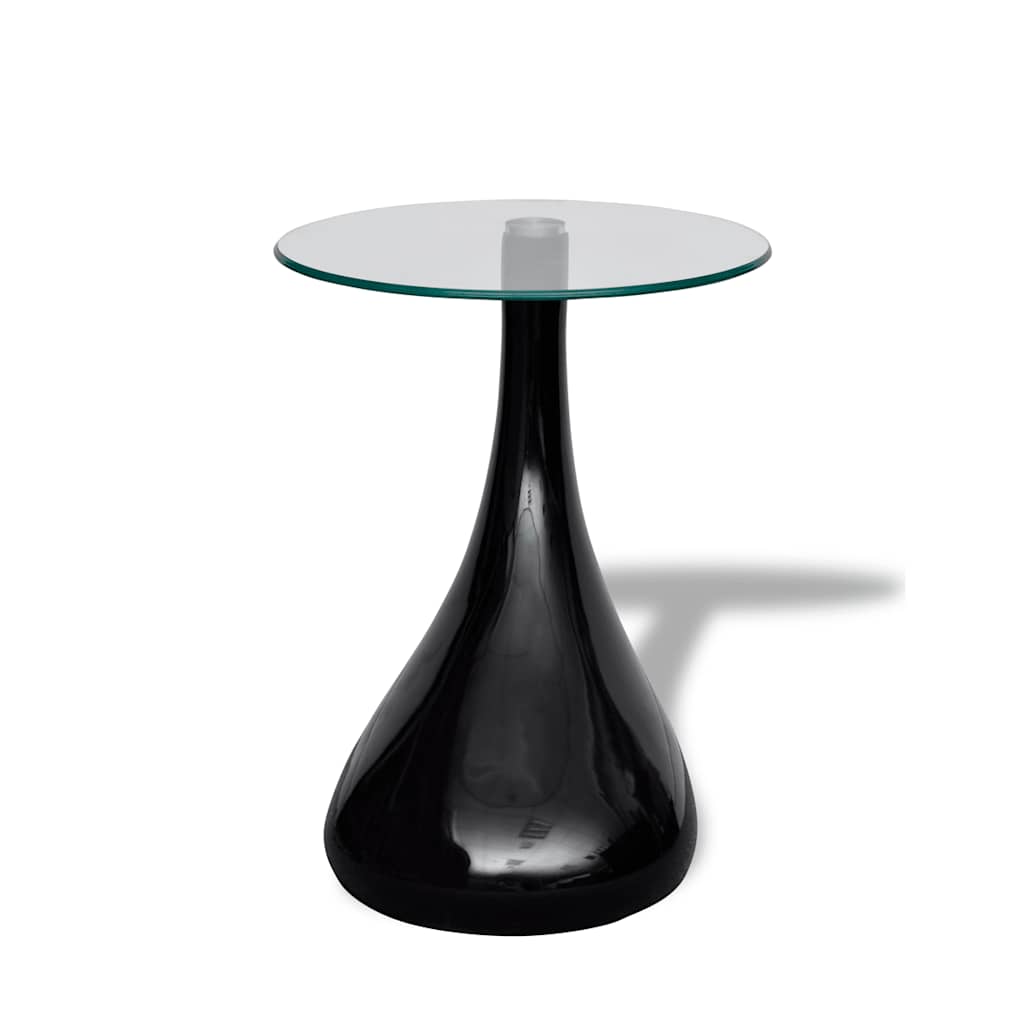 vidaXL Couchtisch mit Runder Glasplatte Hochglanz Schwarz