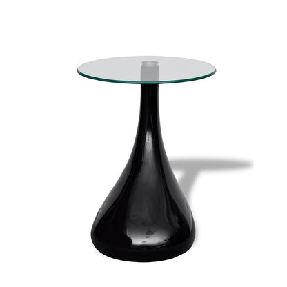 vidaXL Couchtisch mit Runder Glasplatte Hochglanz Schwarz