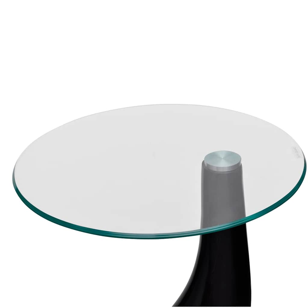 vidaXL Couchtisch mit Runder Glasplatte Hochglanz Schwarz