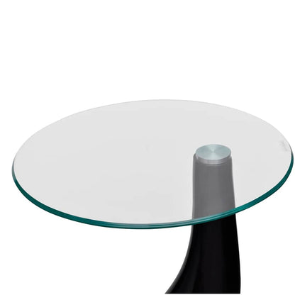 vidaXL Couchtisch mit Runder Glasplatte Hochglanz Schwarz
