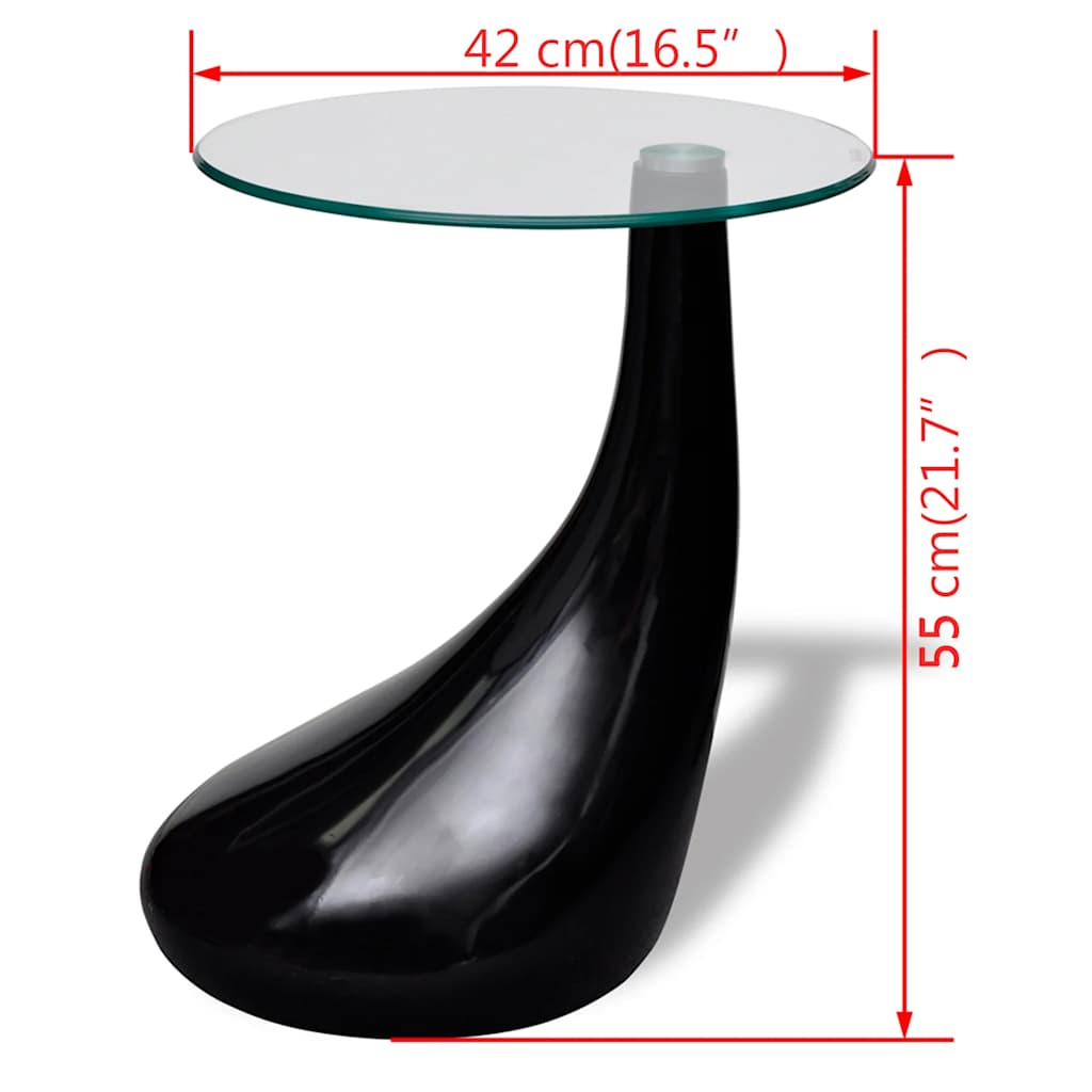 vidaXL Couchtisch mit Runder Glasplatte Hochglanz Schwarz