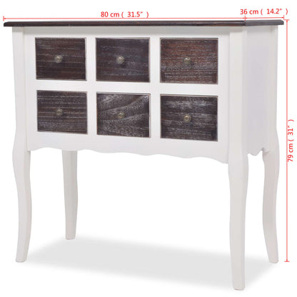 vidaXL Konsolenschrank mit 6 Schubladen Braun und Weiß Holz
