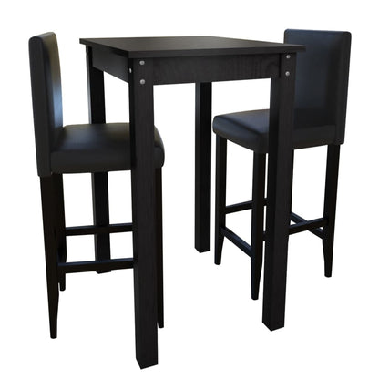 Ensemble de bar avec table et 2 tabourets de bar Noir