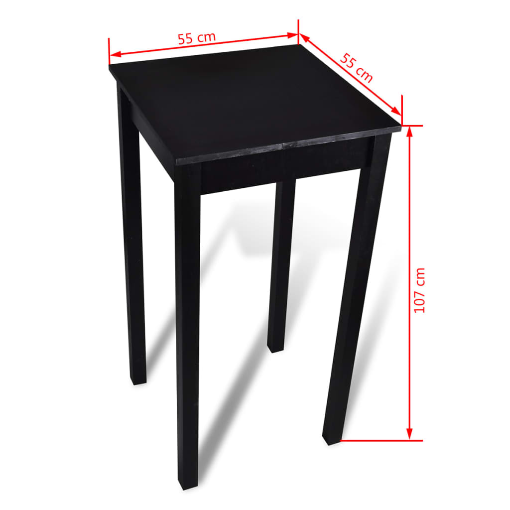 Ensemble de bar avec table et 2 tabourets de bar Noir