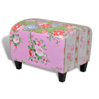 Repose-pieds tabouret rembourré multicolore patchwork
