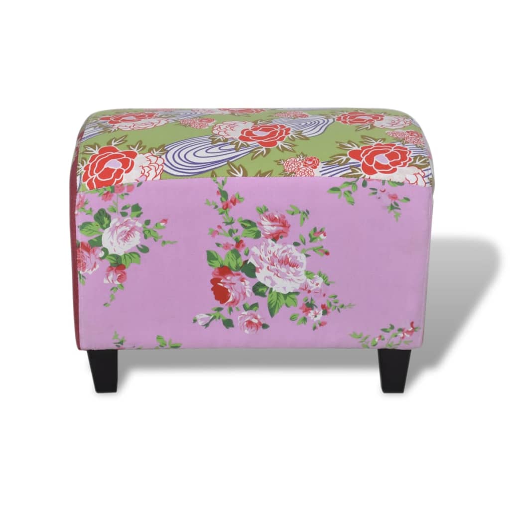 Repose-pieds tabouret rembourré multicolore patchwork