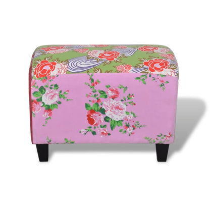 Repose-pieds tabouret rembourré multicolore patchwork