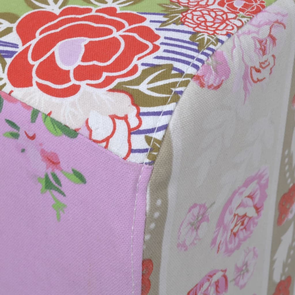 Repose-pieds tabouret rembourré multicolore patchwork
