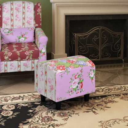 Repose-pieds tabouret rembourré multicolore patchwork