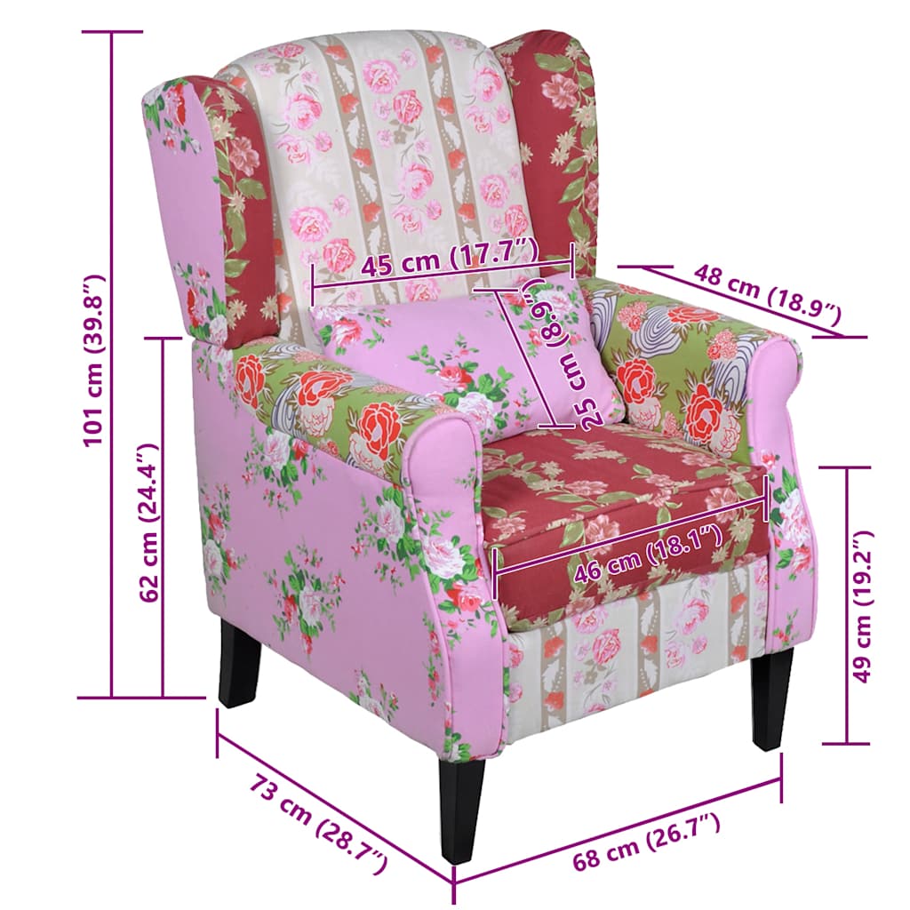 vidaXL Sessel mit Patchwork-Design Stoff