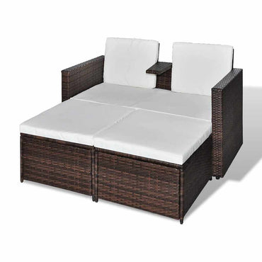 vidaXL Ensemble de salon de jardin 4 pcs avec coussins résine tressée marron