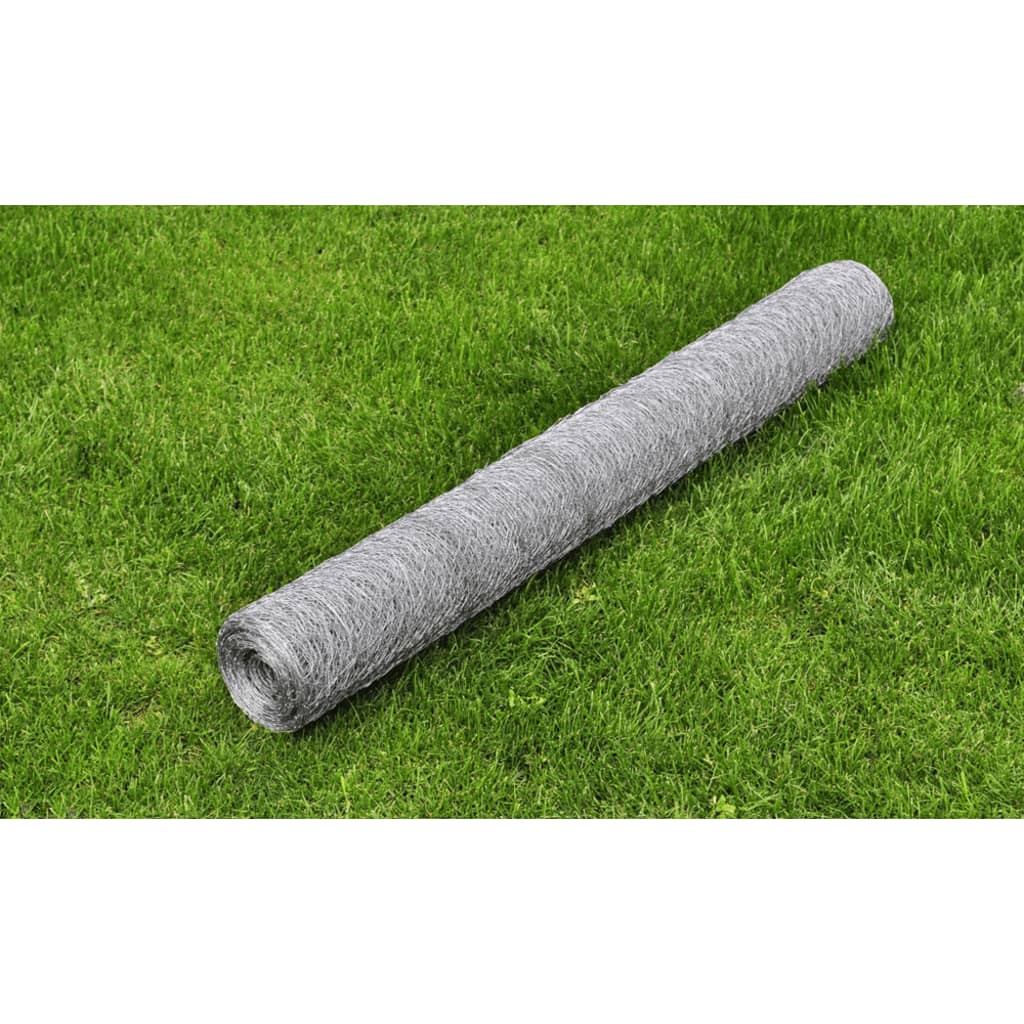 vidaXL Grillage pour poulailler Acier galvanisé 25x1 m Argenté