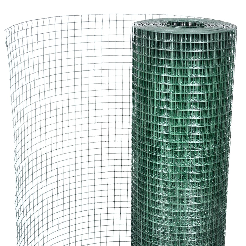 vidaXL Drahtzaun für Hühner Verzinkt mit PVC-Beschichtung 10x1 m Grün
