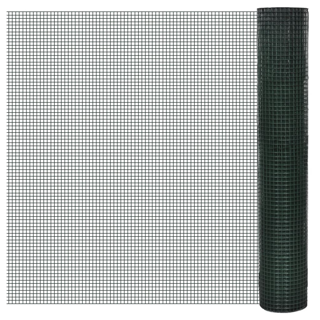 vidaXL Drahtzaun für Hühner Verzinkt mit PVC-Beschichtung 25x1 m Grün