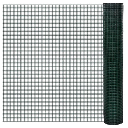 vidaXL Drahtzaun für Hühner Verzinkt mit PVC-Beschichtung 25x1 m Grün