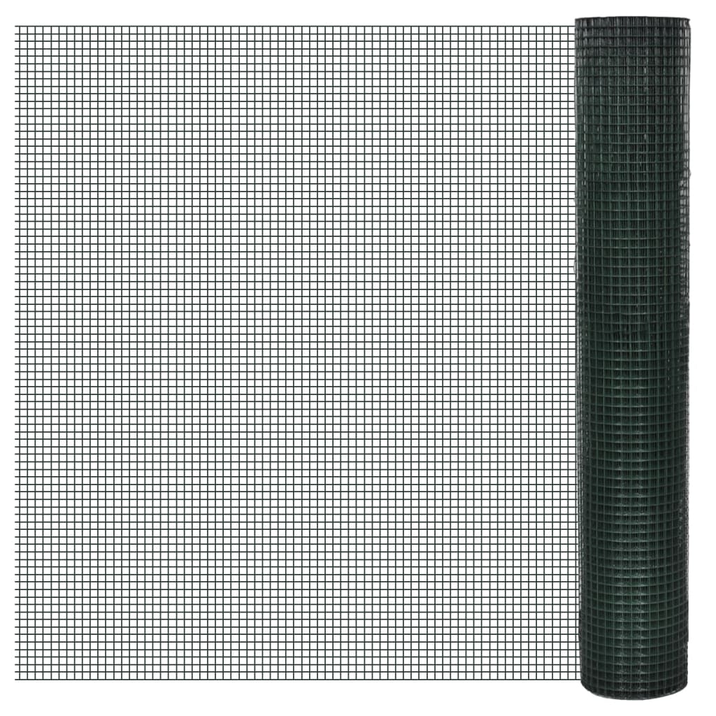vidaXL Drahtzaun für Hühner Verzinkt mit PVC-Beschichtung 25x1 m Grün