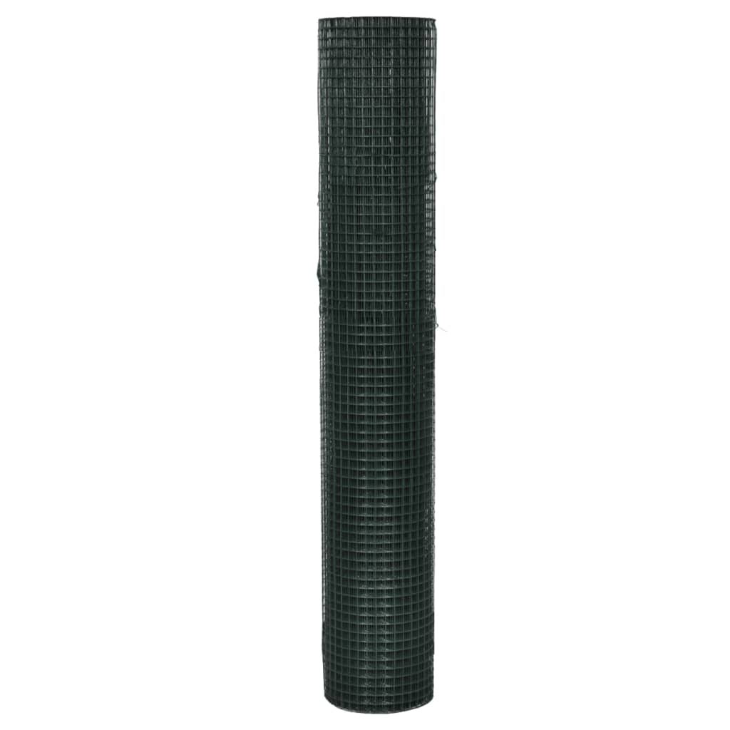 vidaXL Drahtzaun für Hühner Verzinkt mit PVC-Beschichtung 25x1 m Grün