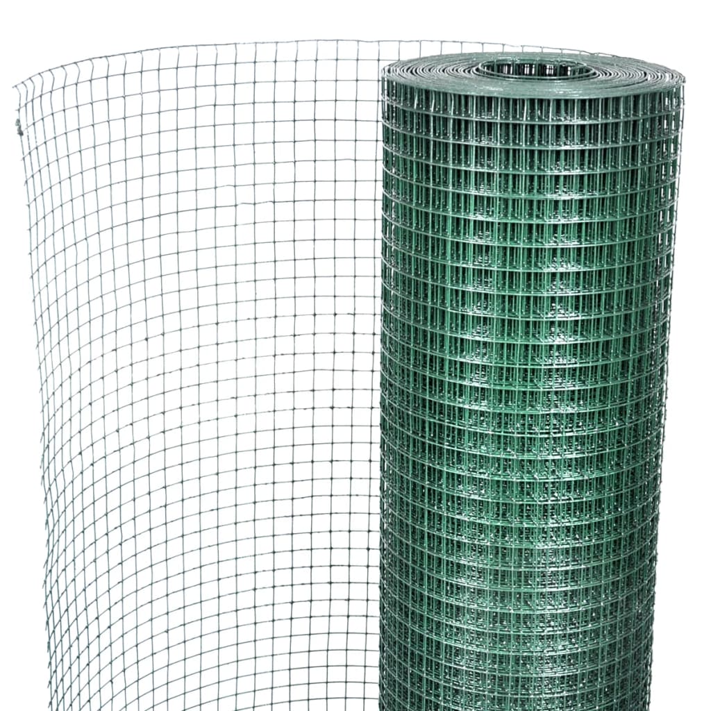 vidaXL Drahtzaun für Hühner Verzinkt mit PVC-Beschichtung 25x1 m Grün