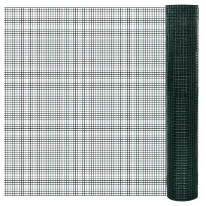 vidaXL Drahtzaun für Hühner Verzinkt mit PVC-Beschichtung 25x1 m Grün