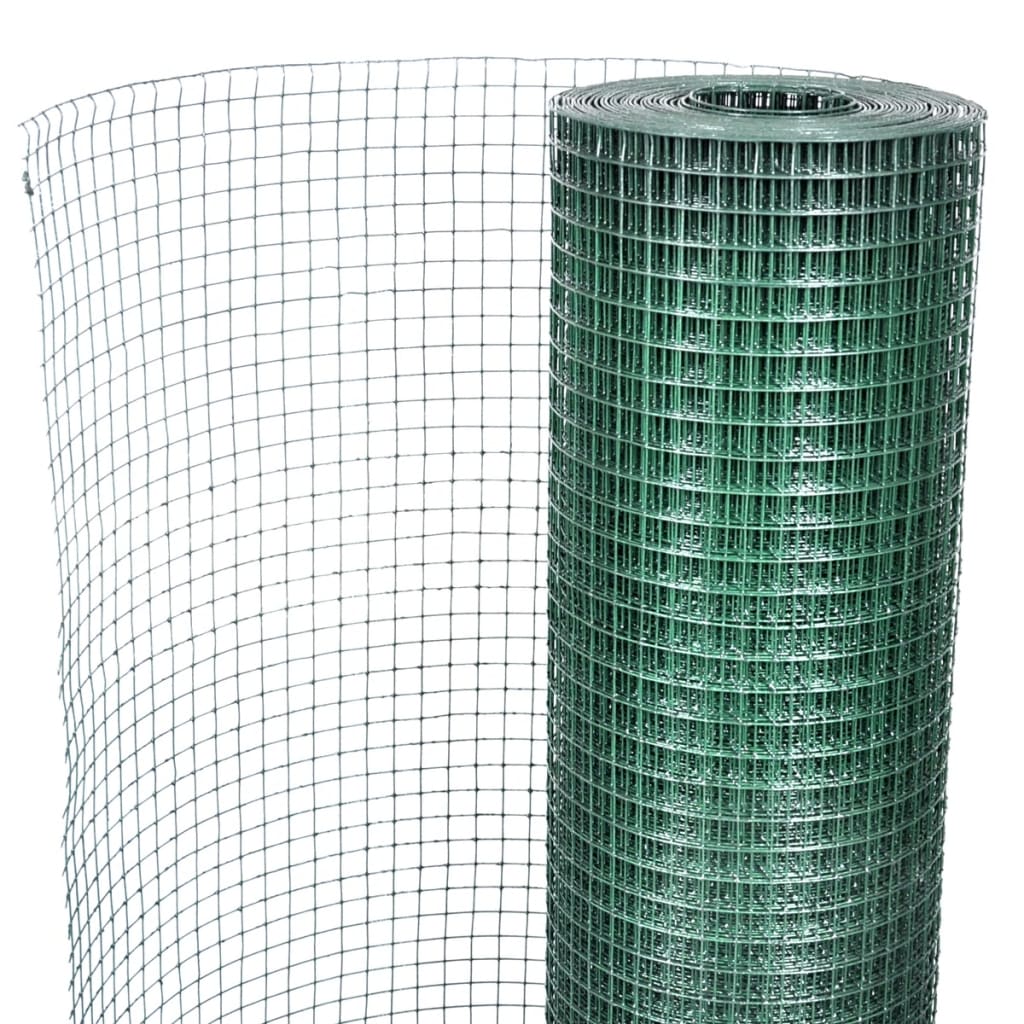 vidaXL Drahtzaun für Hühner Verzinkt mit PVC-Beschichtung 25x1 m Grün