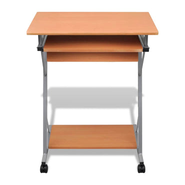 Table d'ordinateur Chariot d'ordinateur Table PC Table de bureau Portable sur roulettes marron