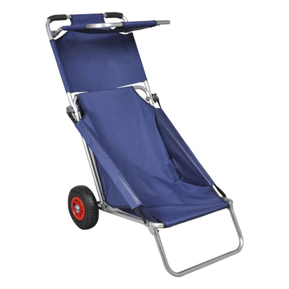 vidaXL Chariot de plage pliable avec roues Bleu