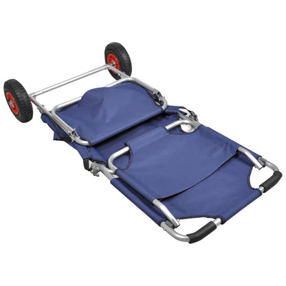 vidaXL Chariot de plage pliable avec roues Bleu