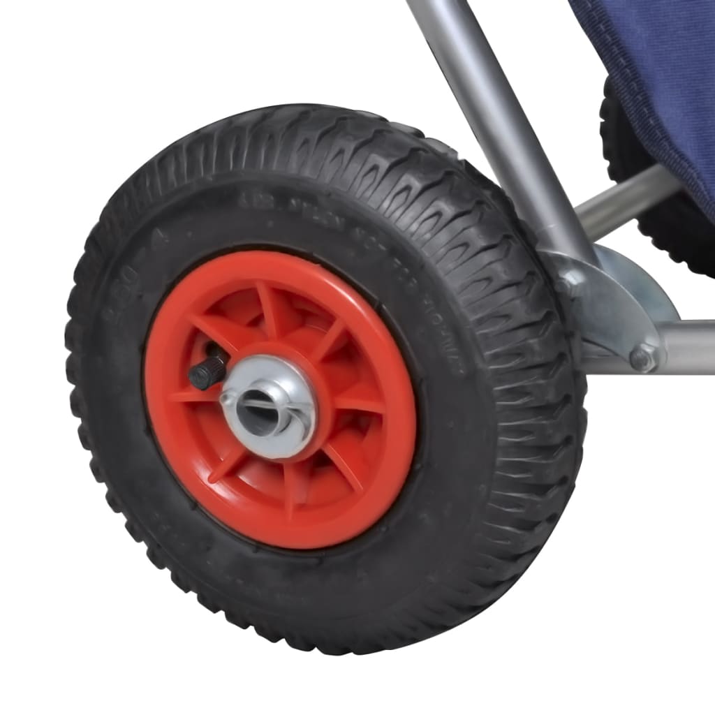 vidaXL Chariot de plage pliable avec roues Bleu