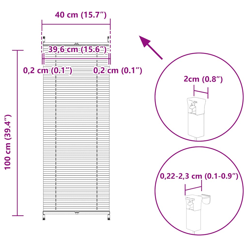 vidaXL Store plissé occultant 40 × 100 cm Blanc