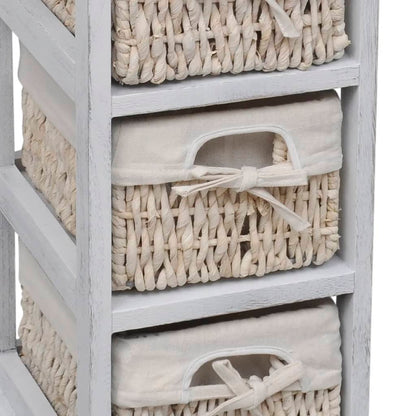 vidaXL Holz-Schränkchen mit 3 Flechtkörben Weiß