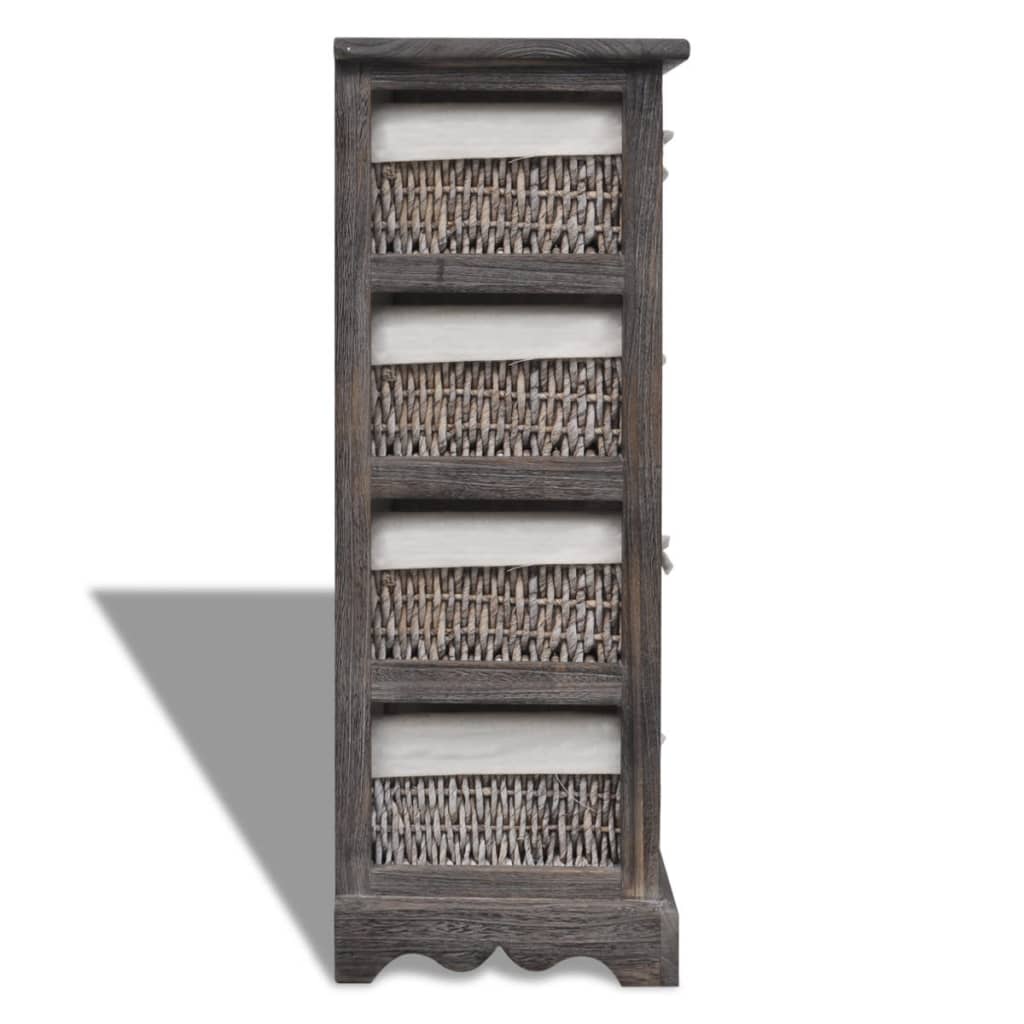 vidaXL Korbregal Holz mit 4 Körben Braun