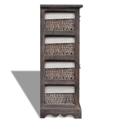 vidaXL Korbregal Holz mit 4 Körben Braun