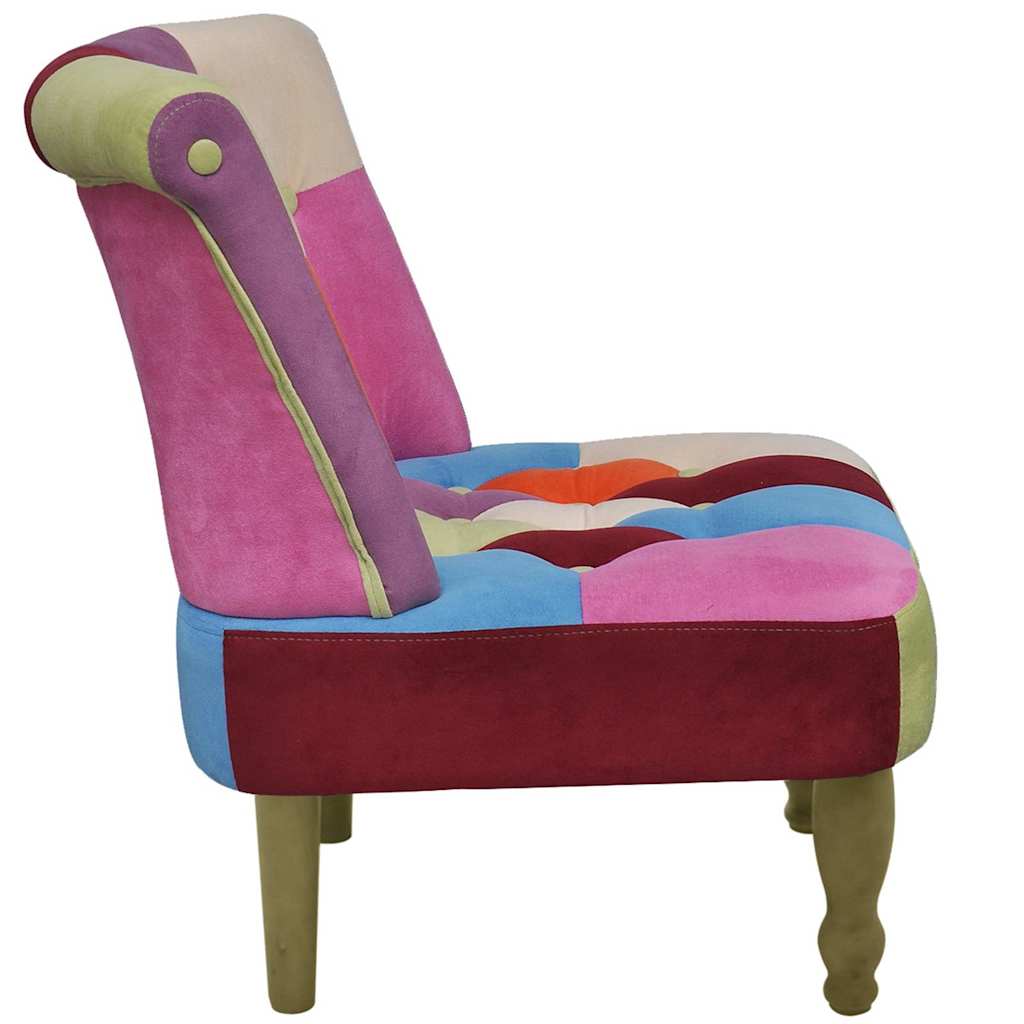 vidaXL Französischer Stuhl mit Patchwork-Design Stoff