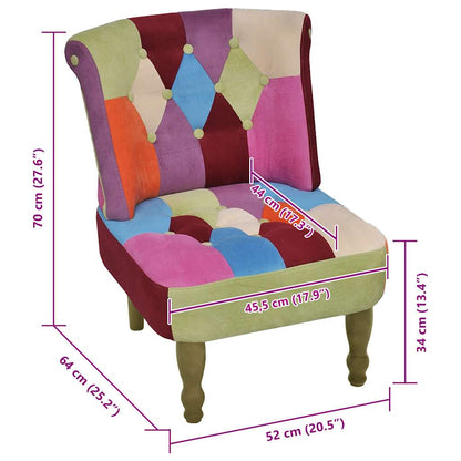 vidaXL Französischer Stuhl mit Patchwork-Design Stoff